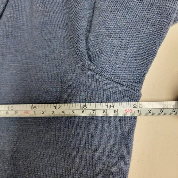 Talbots Womens Blue Pure Merino Wool Knit Blazer Sz M Two Button Pockets Career - Picture 8 of 11